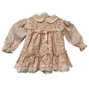Vintage Bryan Pink Floral Lace Trim Dress